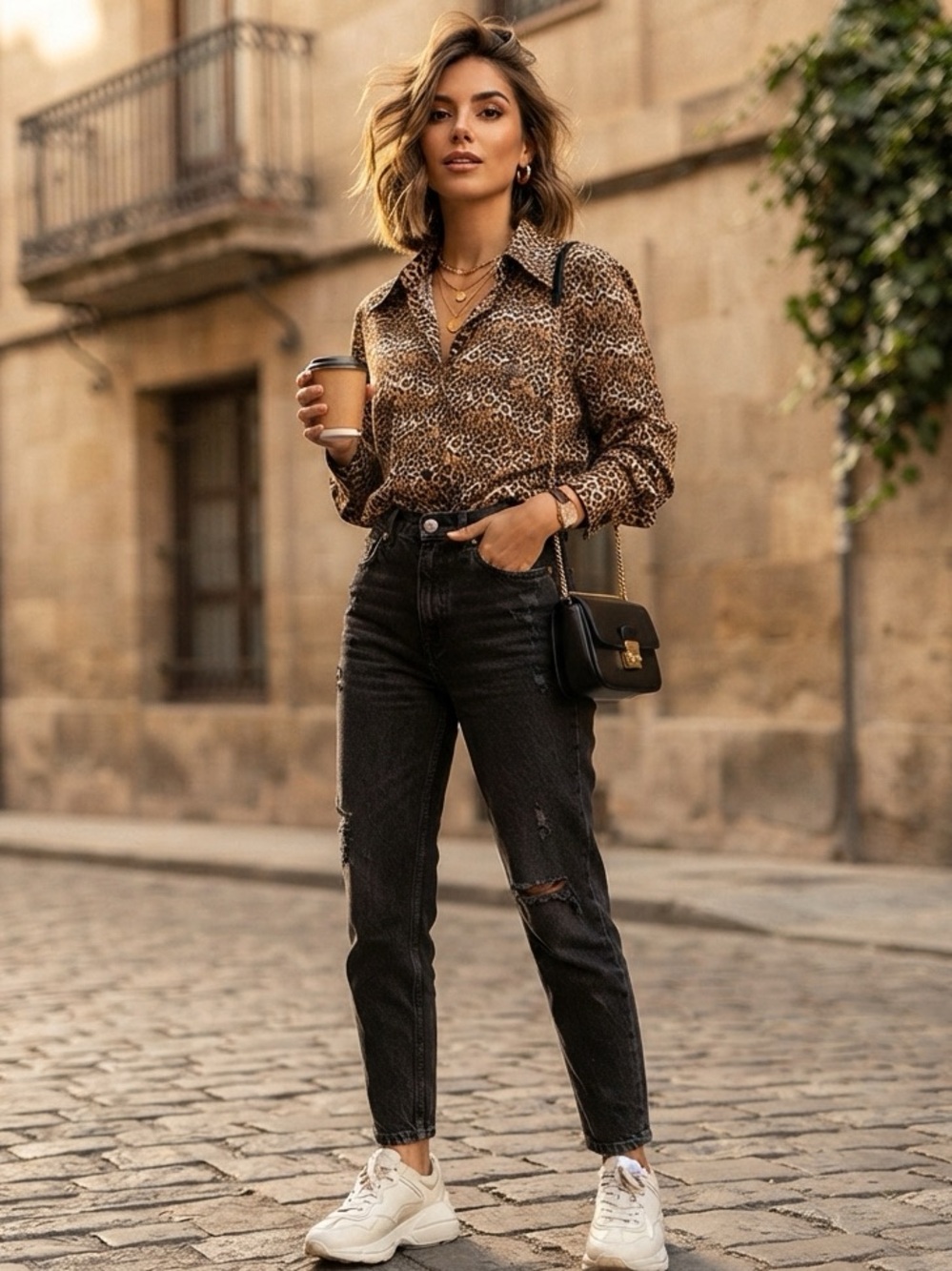 Beautiful Soft Animal Print Button Down Blouse